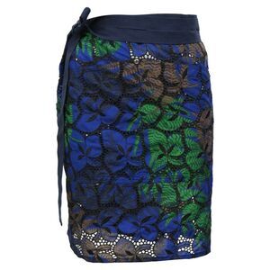 Sacai Leaf Printed Mini Wrap Skirt in Multicolor Polyester